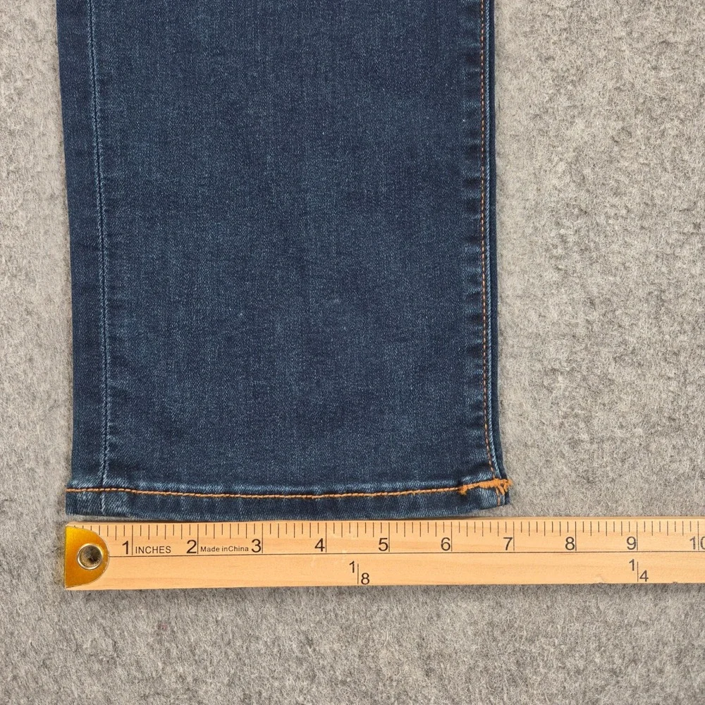 True Religion Rocco Jeans 29 Blue Relaxed Skinny Dark Indigo Orange Stitch MR019